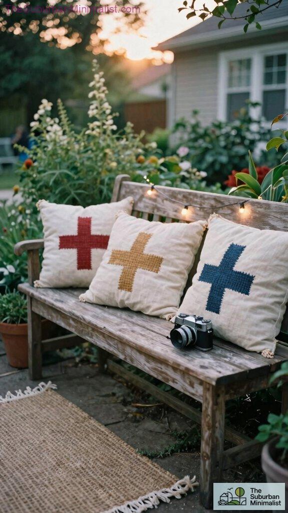 cross stitched cozy garden seating