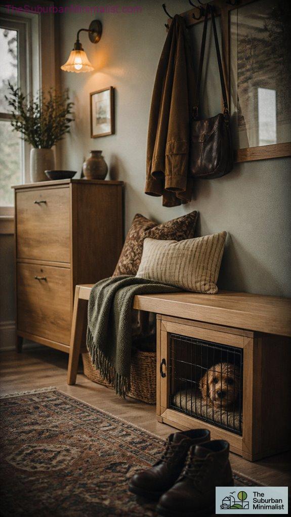 elegant rustic entryway organization