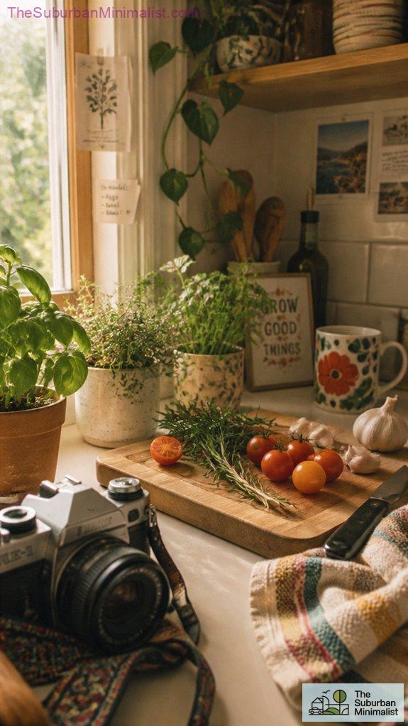 lush greenery enhances kitchen ambiance