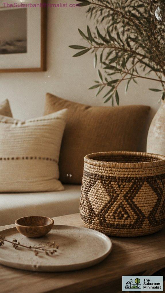 warm textured woven accents