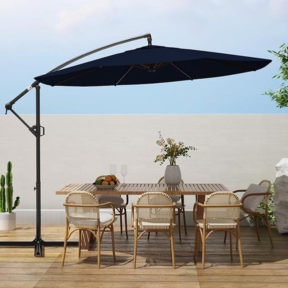wikiwiki 10ft Offset Outdoor Umbrella with Cross Base