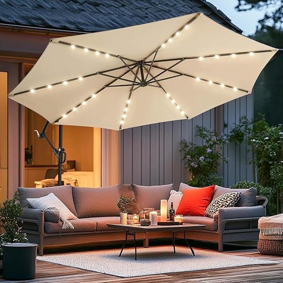 wikiwiki 10ft Solar LED Offset Patio Umbrella