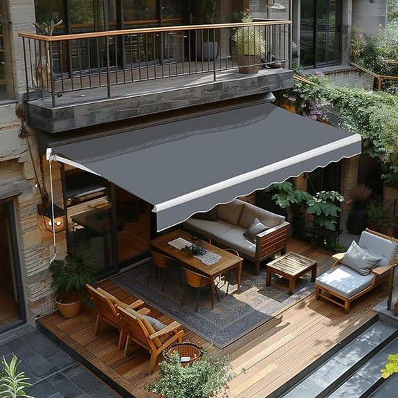 Yardenaler 10x8 FT Manual Retractable Patio Awning
