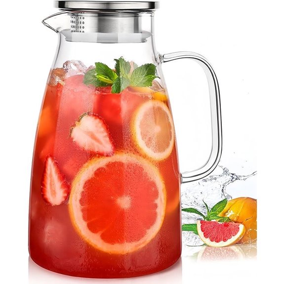 Borosilicate Glass Water Pitcher with Lid 2L