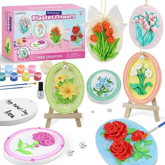 Plaster Painting Kit with 3D Flowers and Paints