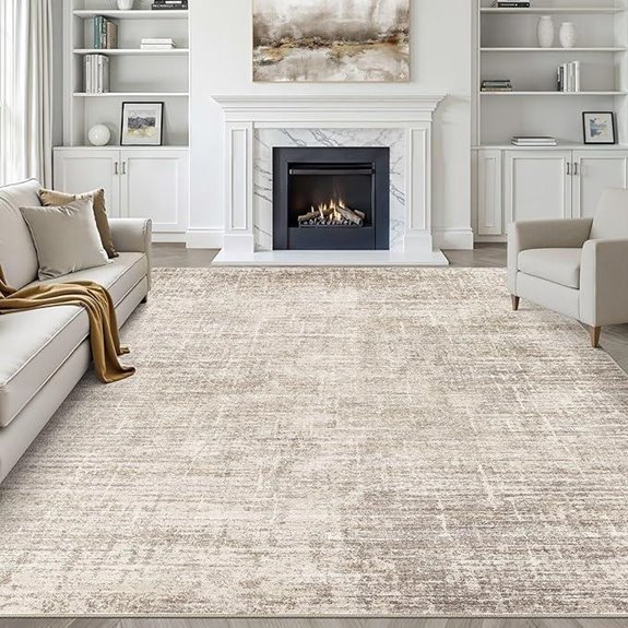 8x10 Washable Modern Neutral Brown Area Rug