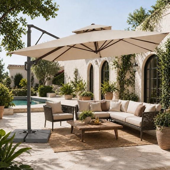 JEAREY 9x9 ft 2-Tier Cantilever Patio Umbrella