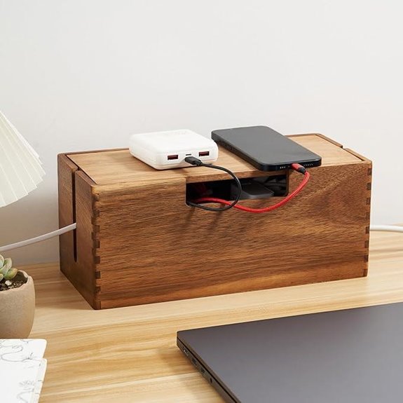 LiTY Acacia Wood Cable Management Box for Wires