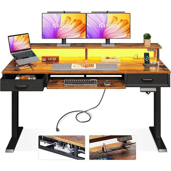 AODK 55 Inch Adjustable Standing Desk with Drawers