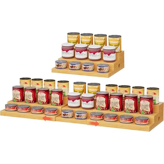 3-Tier Adjustable Bamboo Can Rack for Pantry