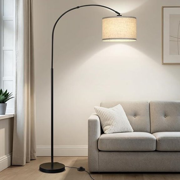 Arc Floor Lamp with Adjustable Drum Shade