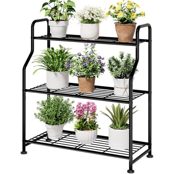 Kitsure 3-Tier Adjustable Metal Plant Stand