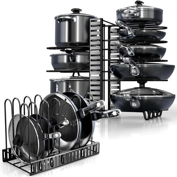 8-Tier Adjustable Under Cabinet Pot Organizer