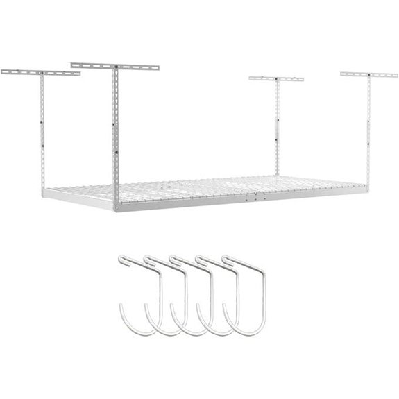 SafeRacks Adjustable Overhead Storage Rack with Hooks