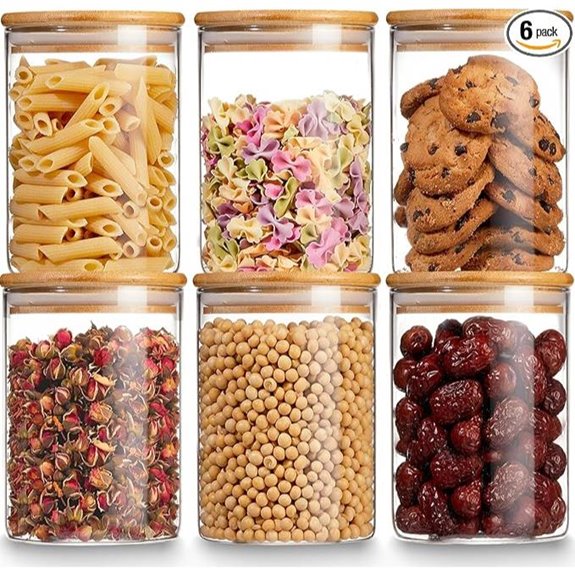 Gencywe Airtight Glass Storage Jars with Bamboo Lid