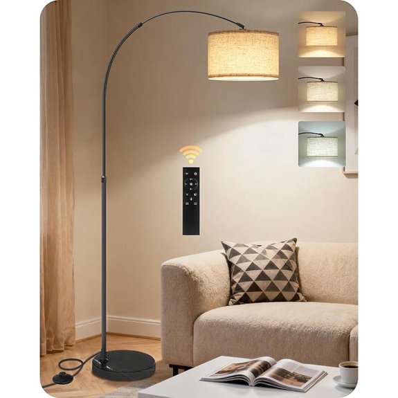 75 Arc Floor Lamp with Marble Base and Dimmable Shade