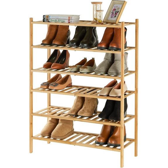 6-Tier Bamboo Shoe Rack for Entryway and Closet