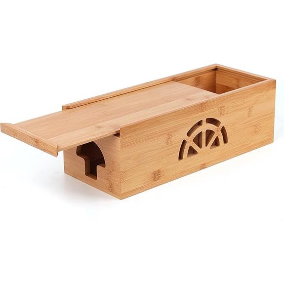 Bamboo Cable Management Box with Lid