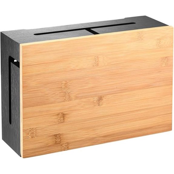 Bamboo Cable Management Box with Magnetic Lid