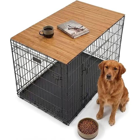 Bamboo Dog Crate Topper for Large Kennel