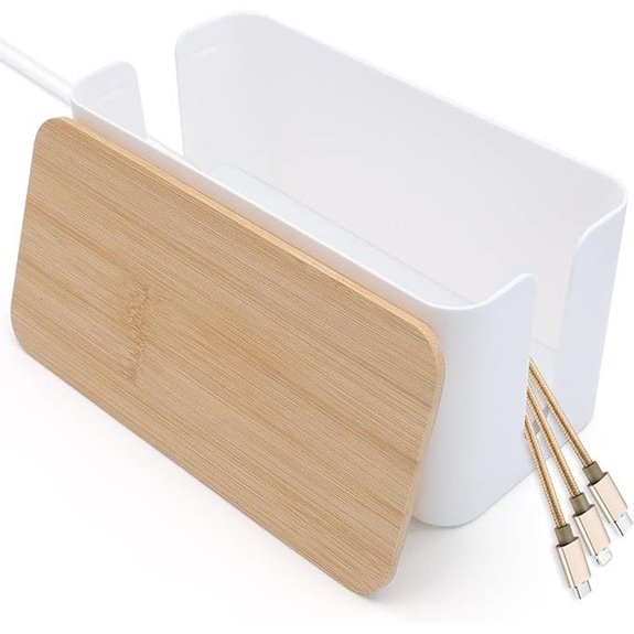 Cable Tidy Box with Bamboo Lid for Cable Management