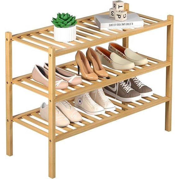 ROMGUAR 3-Tier Bamboo Shoe Rack for Closet