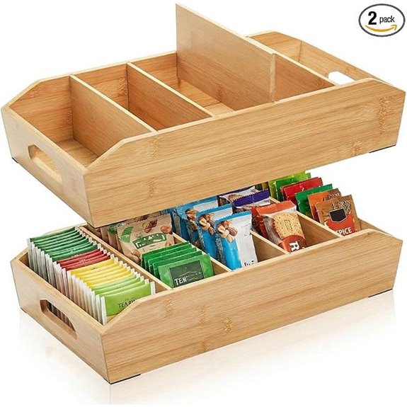 Pumtus 2 Pack Bamboo Pantry Organizer Baskets