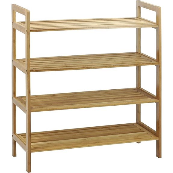 Oceanstar 4-Tier Bamboo Natural Shoe Rack Medium