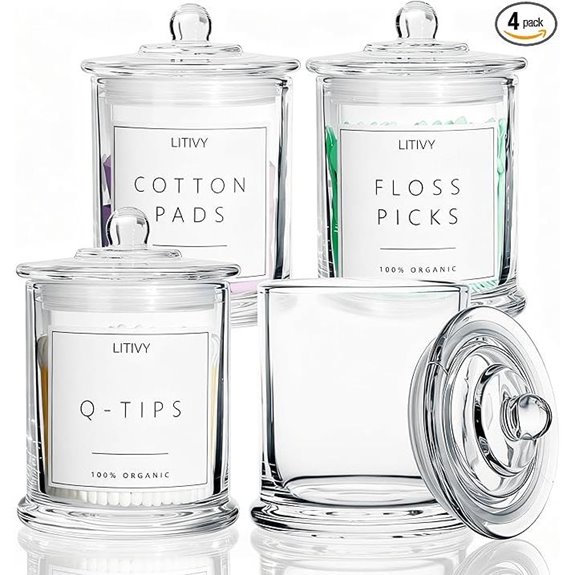 LITIVY 4 Pack Bathroom Organizer Jars with Lids