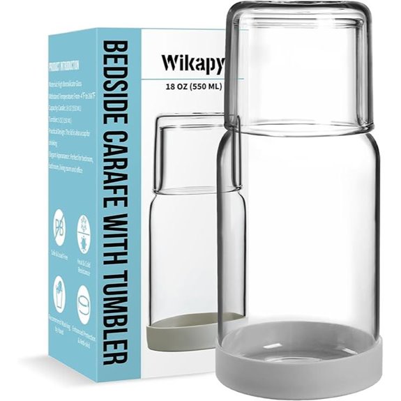Wikapy Bedside Water Carafe & Glass Set