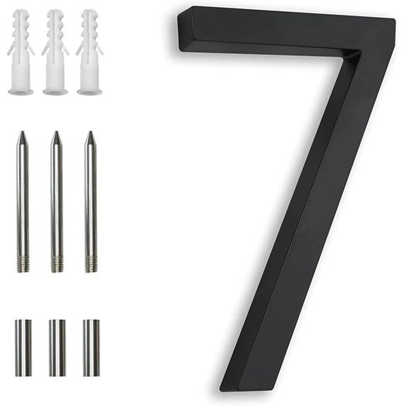 7 Inch Black Aluminum House Numbers
