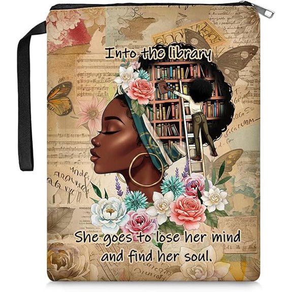 Black Girl Book Sleeve with Zipper Gift for Book Lovers
