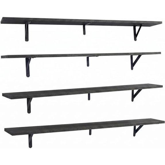 Rustic Black 4-Pack 57-Inch Wall Floating Shelves