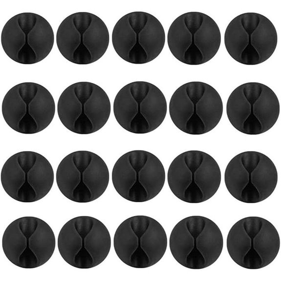 20 Pack Black Silicone Cable Clips