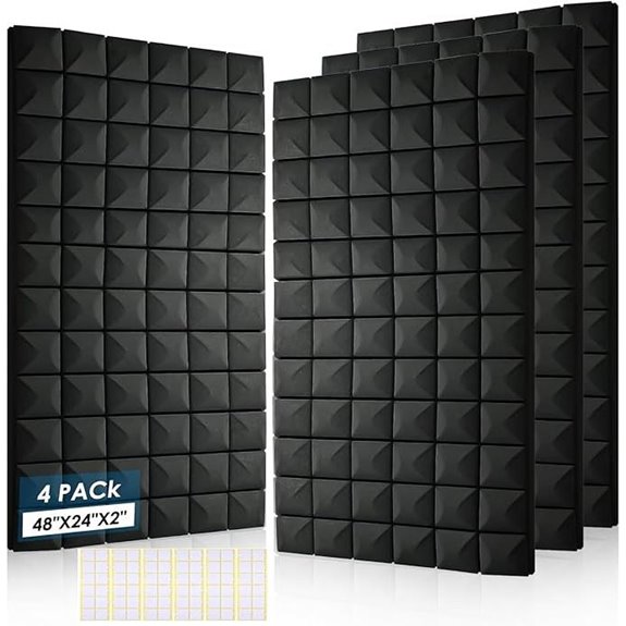 4 Pack Acoustic Soundproof Foam Panels (Black)