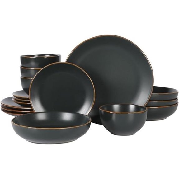 Hazeltine 16-Piece Black Stoneware Dinnerware Set