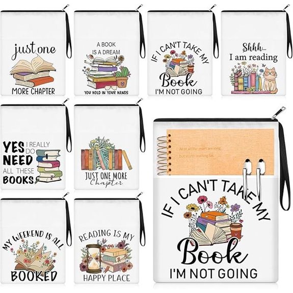 8 Pcs Book Club Gift Sleeves with Zippers