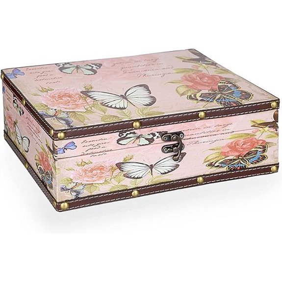ELLDOO Butterfly Jewelry Box with Leather & Wood