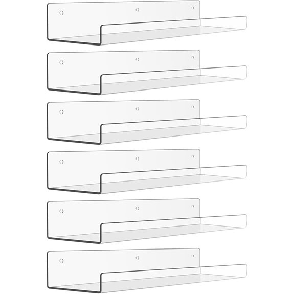 Upsimples 6 Pack Clear Wall-Mounted Acrylic Shelves