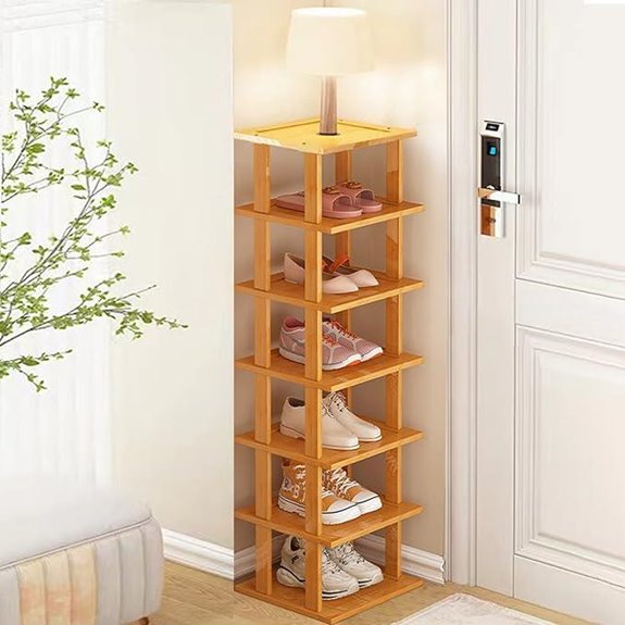 Vertical Bamboo Shoe Rack for Small Spaces
