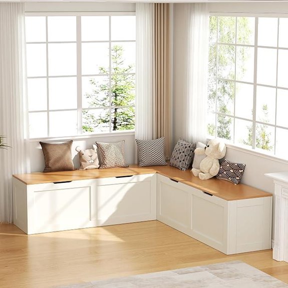 L-Shaped Storage Bench for Kitchen and Entryway