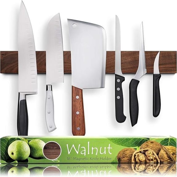 Premium Dark Walnut Magnetic Knife Holder (16 Inch)
