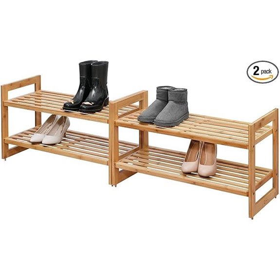EcoStorage 2-Tier Bamboo Shoe Rack (Pack of 2)