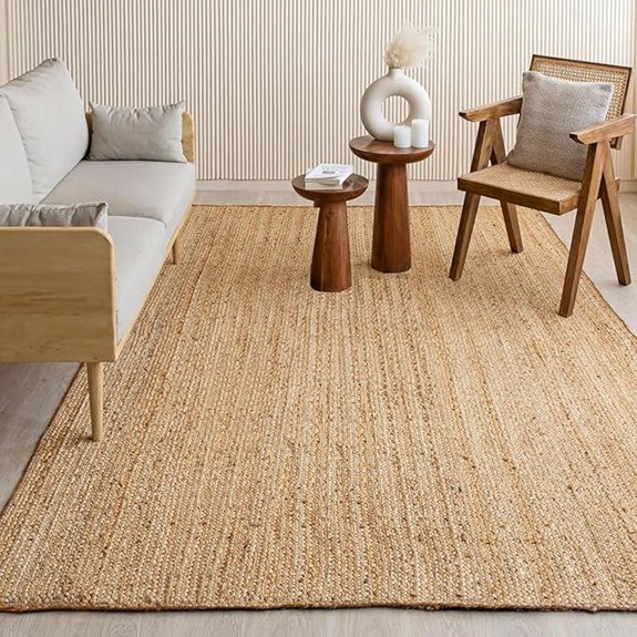 Homemonde 8x10 Jute Rug Eco-Friendly Reversible Durable