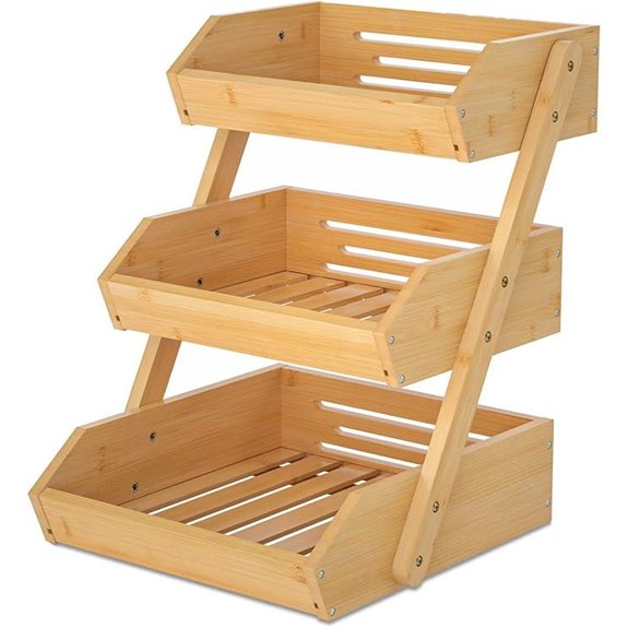 Merysen 3-Tier Bamboo Fruit Basket Stand