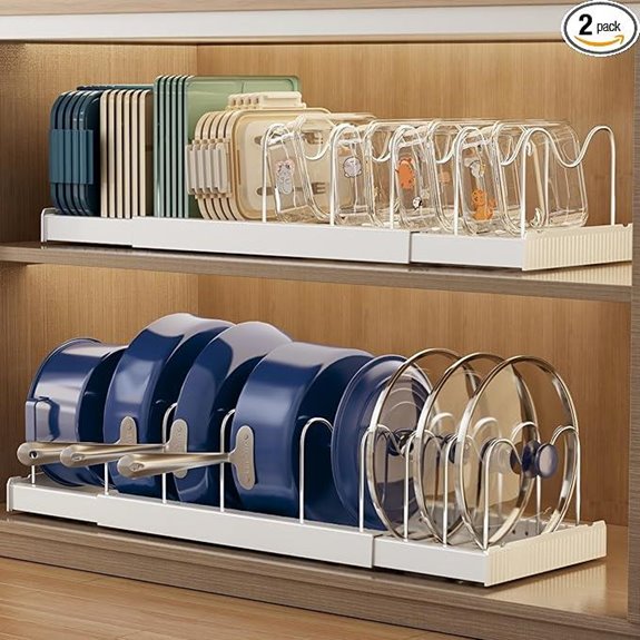 Magheo 2 Pack Expandable Lid Organizer for Cabinets