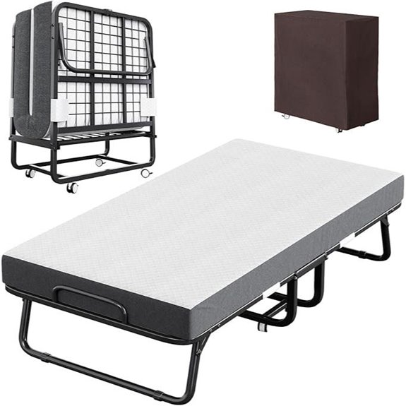 CAIYUN Folding Bed with Mattress and Storage