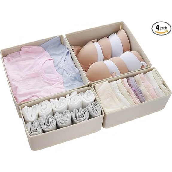 Foldable Fabric Drawer Organizer Set (4 Pack)