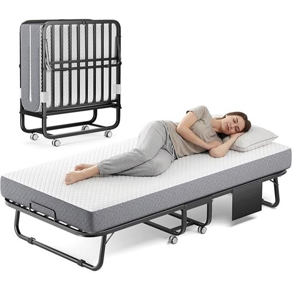 Foldable Memory Foam Bed with Wheels 75 Cot Size