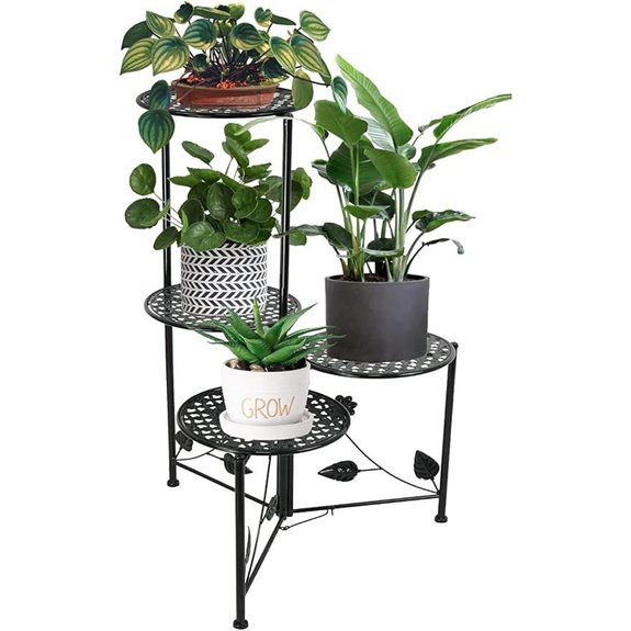 NAKUPE 4-Tier Indoor/Outdoor Plant Stand Black